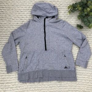 Adidas grey hooded pullover 1/2 zip sweatshirt